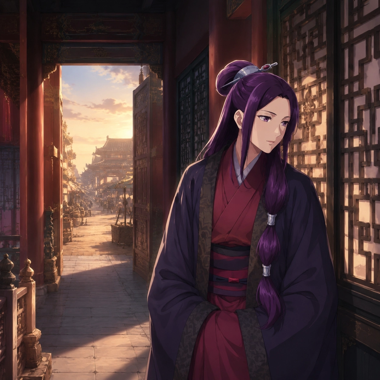 A palace passage closing behind Ah-Duo as her former merchant future disappears