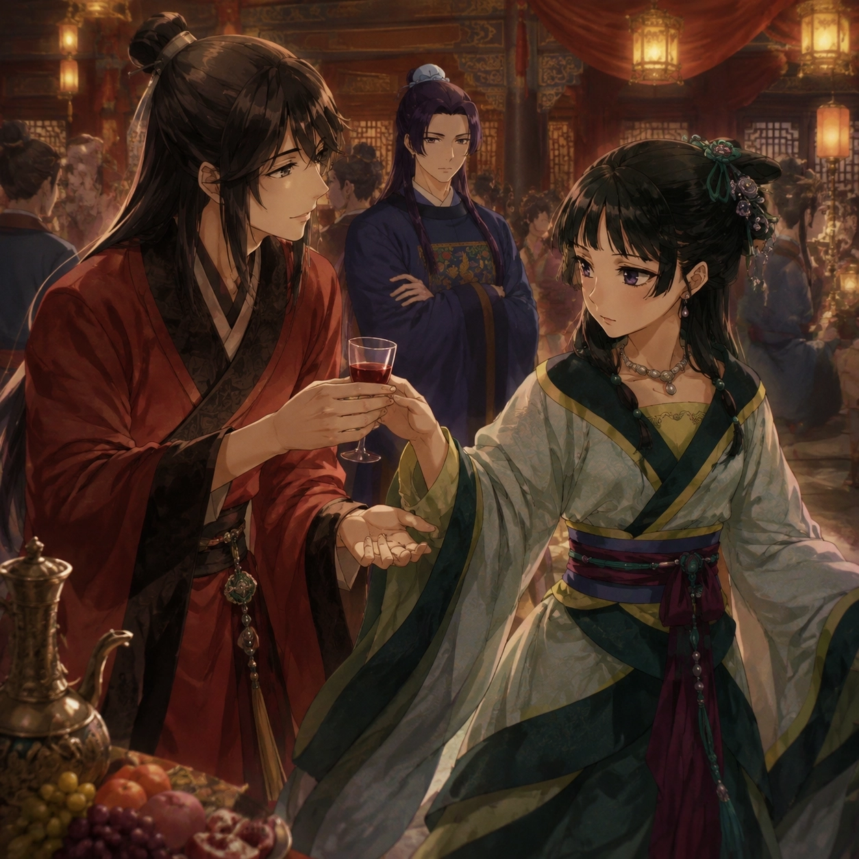 Rikuson using a calculated conversation with Maomao to test Jinshi's reaction