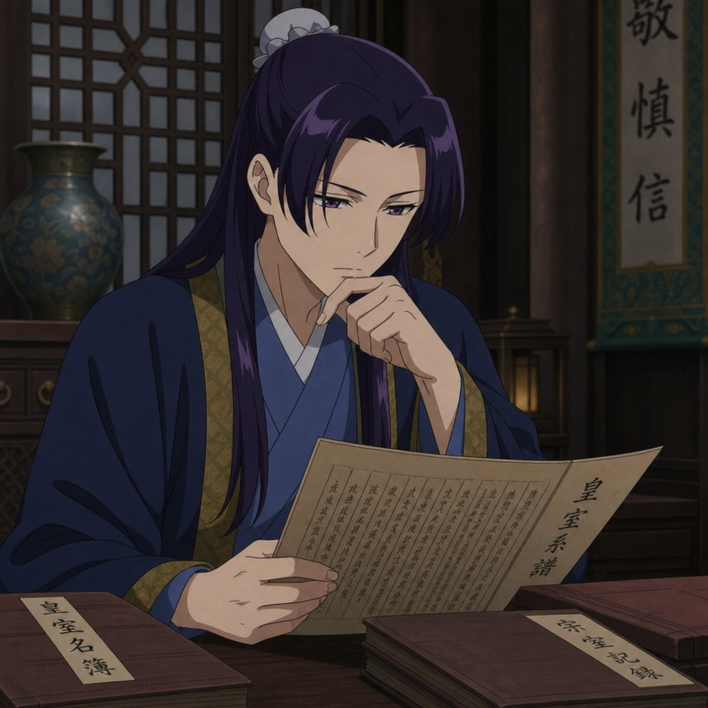 Moonlit palace corridor representing Jinshi's journey through rank, loyalty, and family truth