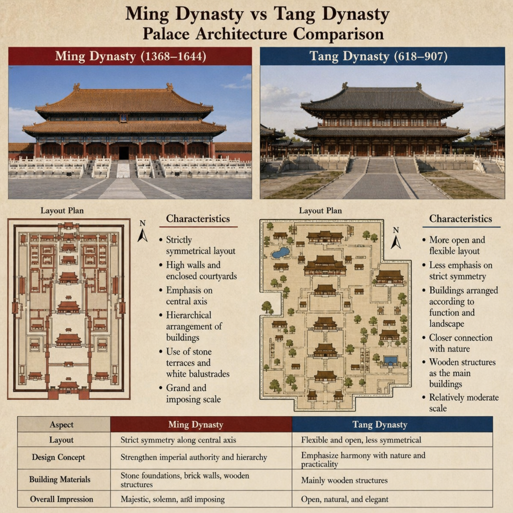 Ming Dynasty and Tang Dynasty palace architecture comparison for The Apothecary Diaries setting guide