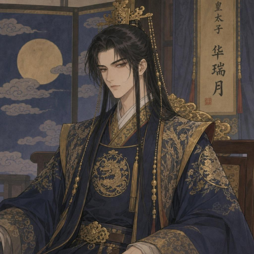 Original editorial portrait of Jinshi's royal identity as Hua Ruiyue for The Apothecary Diaries real name guide