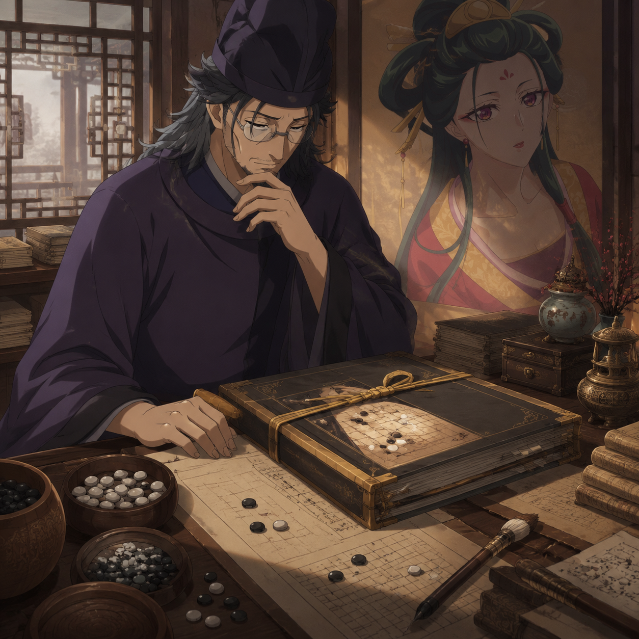 Lakan mourning Fengxian beside Go records and red fingernail dye after her death in Volume 6