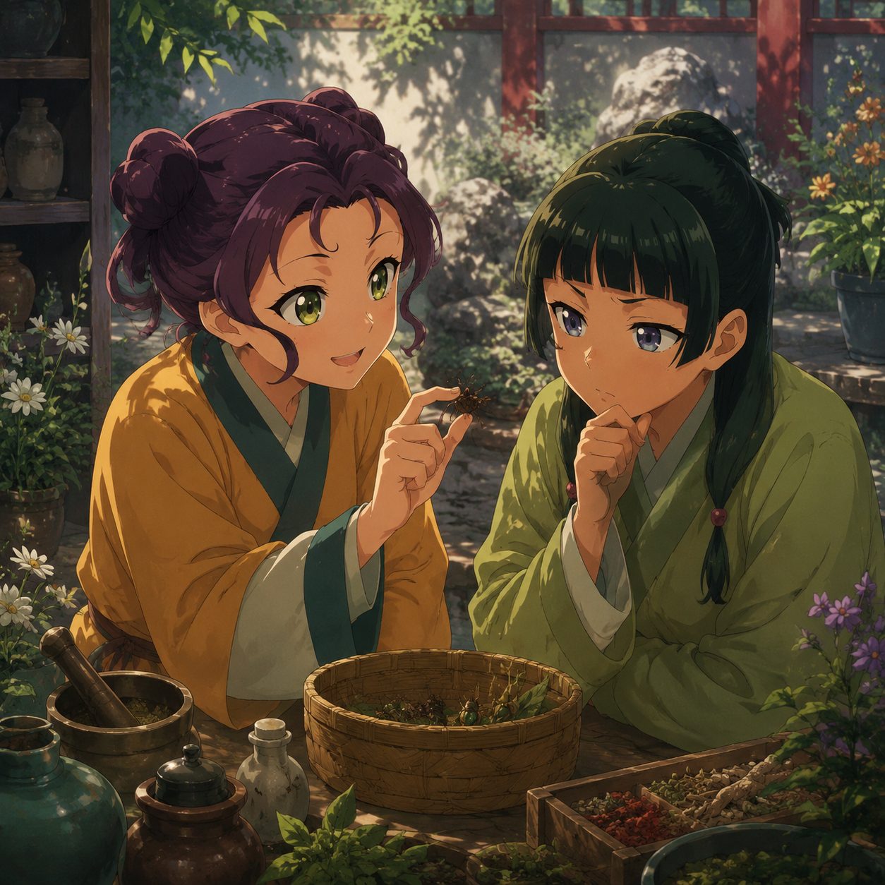 Maomao and Shisui in the Inner Court before the Loulan reveal