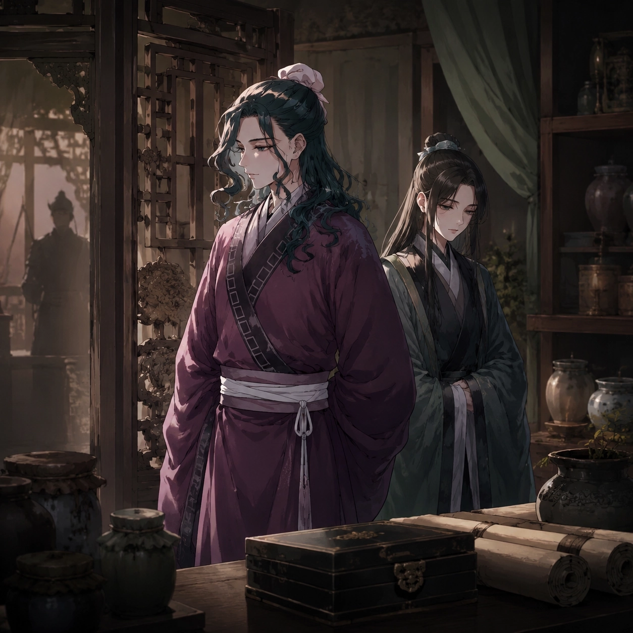 Ah-Duo keeping Suirei by her side in a controlled sanctuary