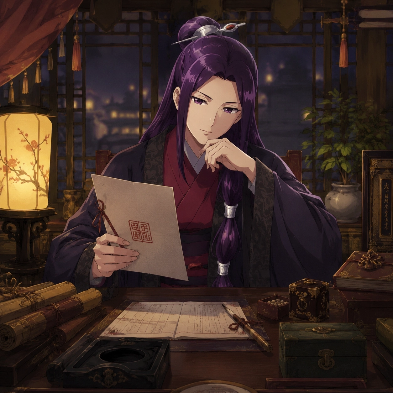 Ah-Duo reviewing palace documents about hidden survivors