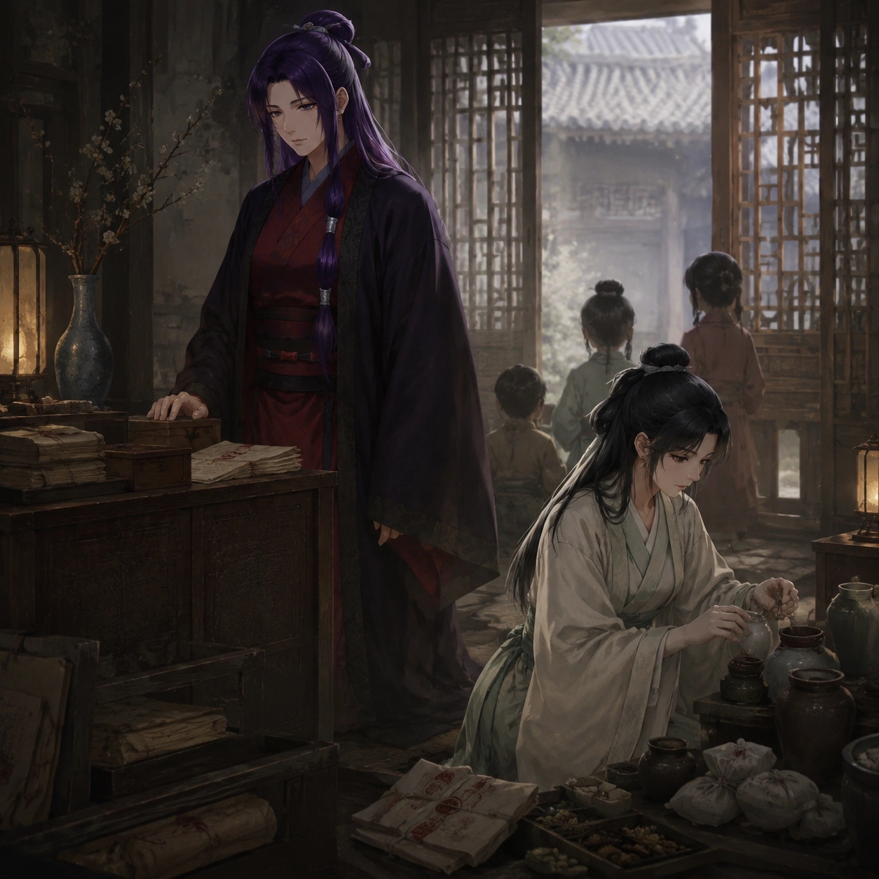 Children, medicine jars, and sealed palace records in Ah-Duo's residence