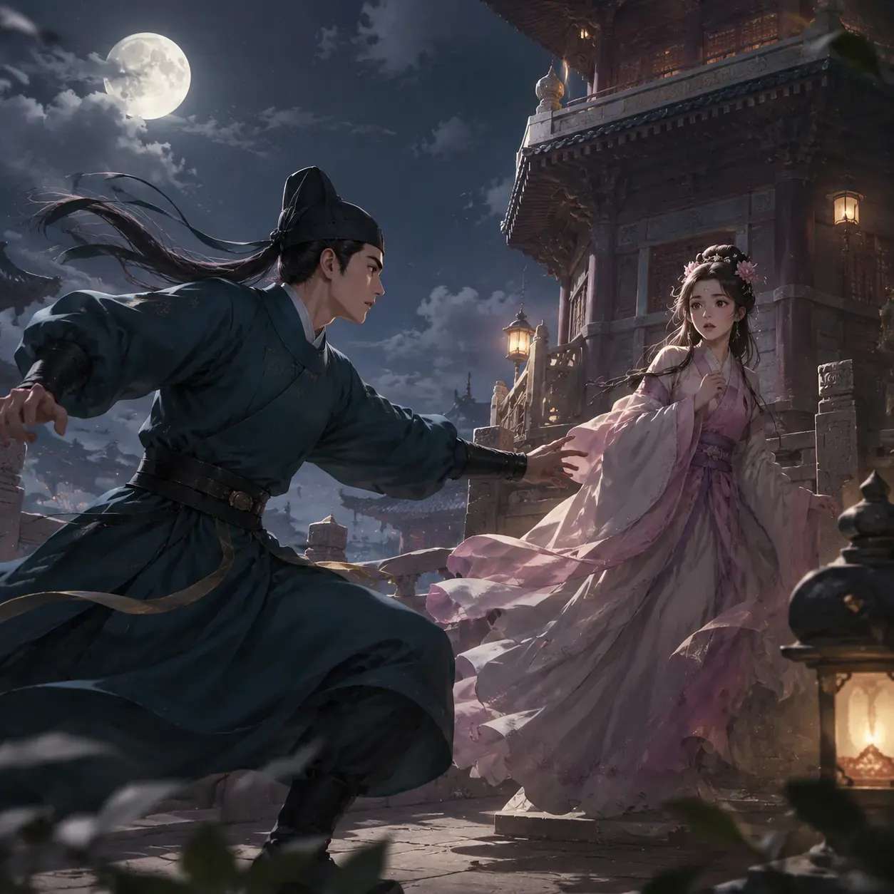 Original editorial image for Basen saving Lishu in Volume 6