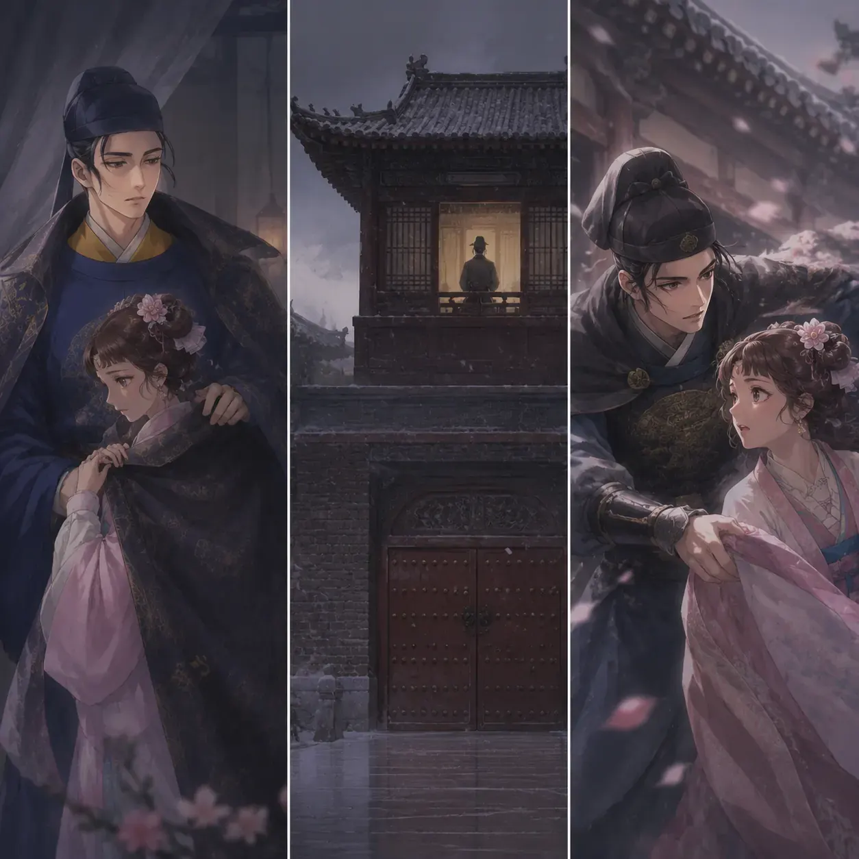 Original editorial image comparing Ah-Duo's shelter, the emperor's tower, and Basen's physical rescue of Lishu