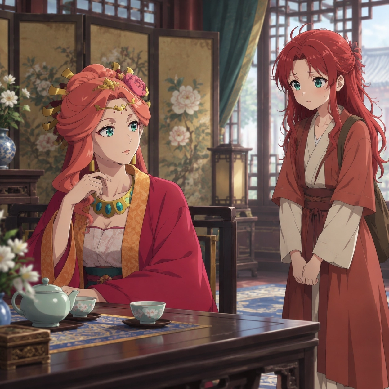 Gyokuyou meeting Yaqin, the red-haired girl from the Western Region
