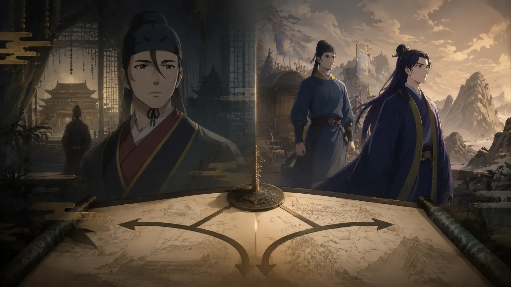 A map-like duty split between Gaoshun in the capital and Jinshi with Basen in the west