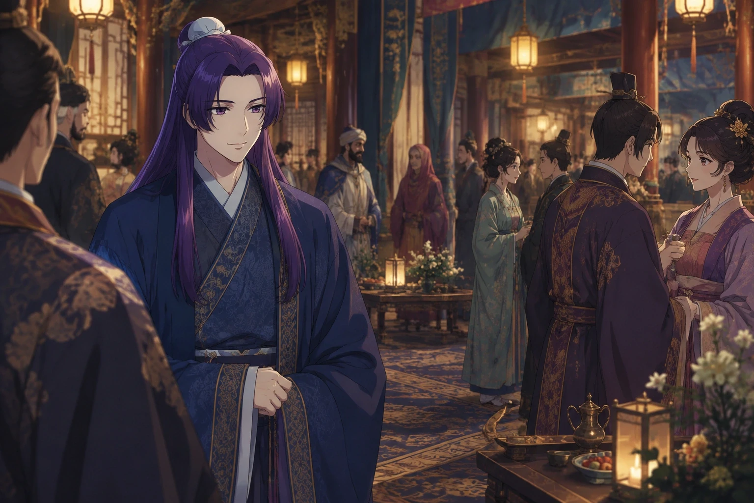 Jinshi among guests at a lantern-lit banquet in the Western Capital