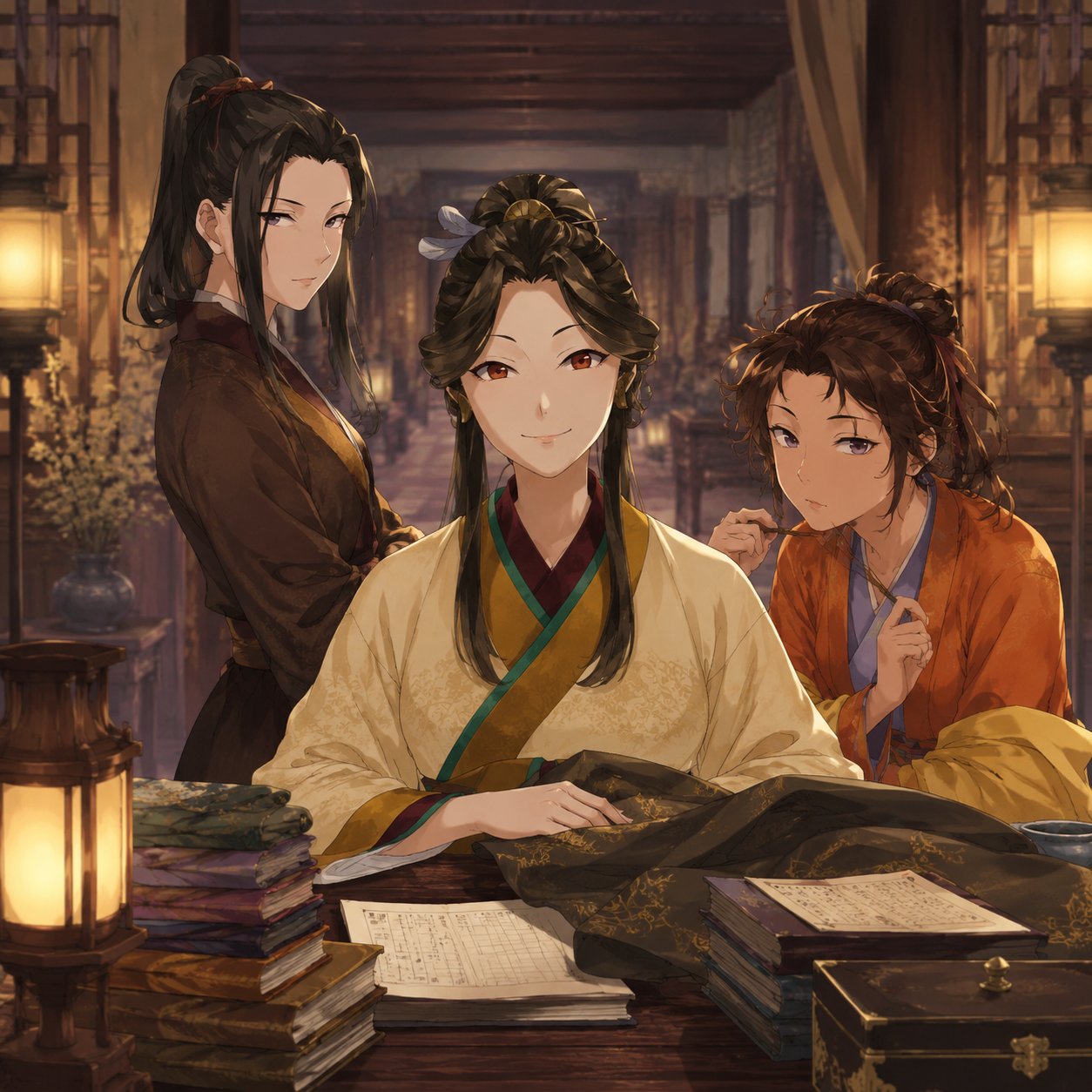 Original editorial illustration of Ma clan women holding household authority